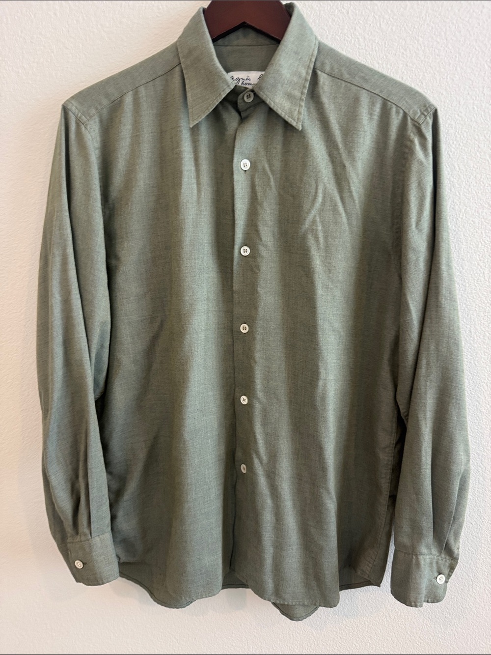 agnes b. Olive Green Long-Sleeve Dress Shirt